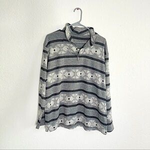 VINTAGE EPOGEE Long Sleeve Gray Striped Metallic 1/4 Zip pullover Sweater Large